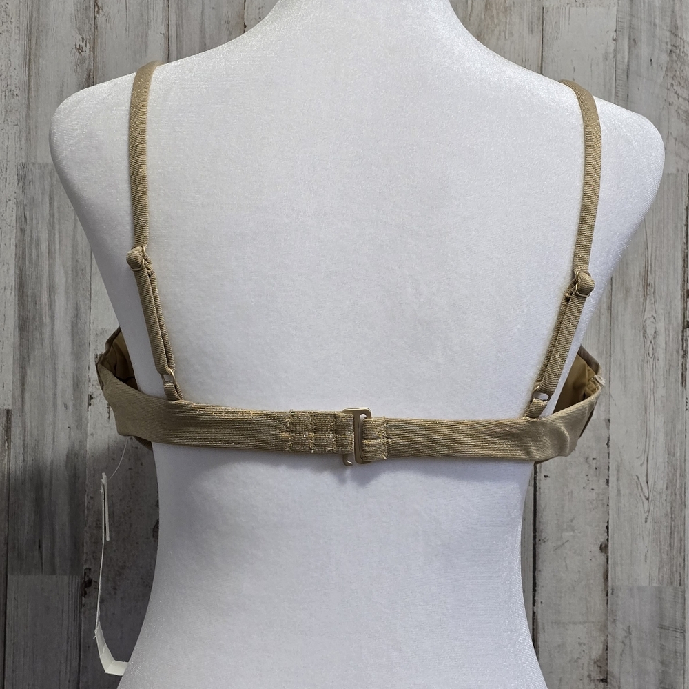 AQUA Gold Metallic Shimmer Triangle Underwire Bikini Swim Top Size XL - Picture 3 of 7